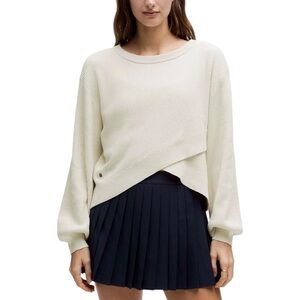 Lululemon Reversible Crossover Sweater Cream Cotton Blend Ribbed Knit Sz XL NWOT